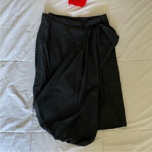 Phillip  lim black silk drape side tie skirt